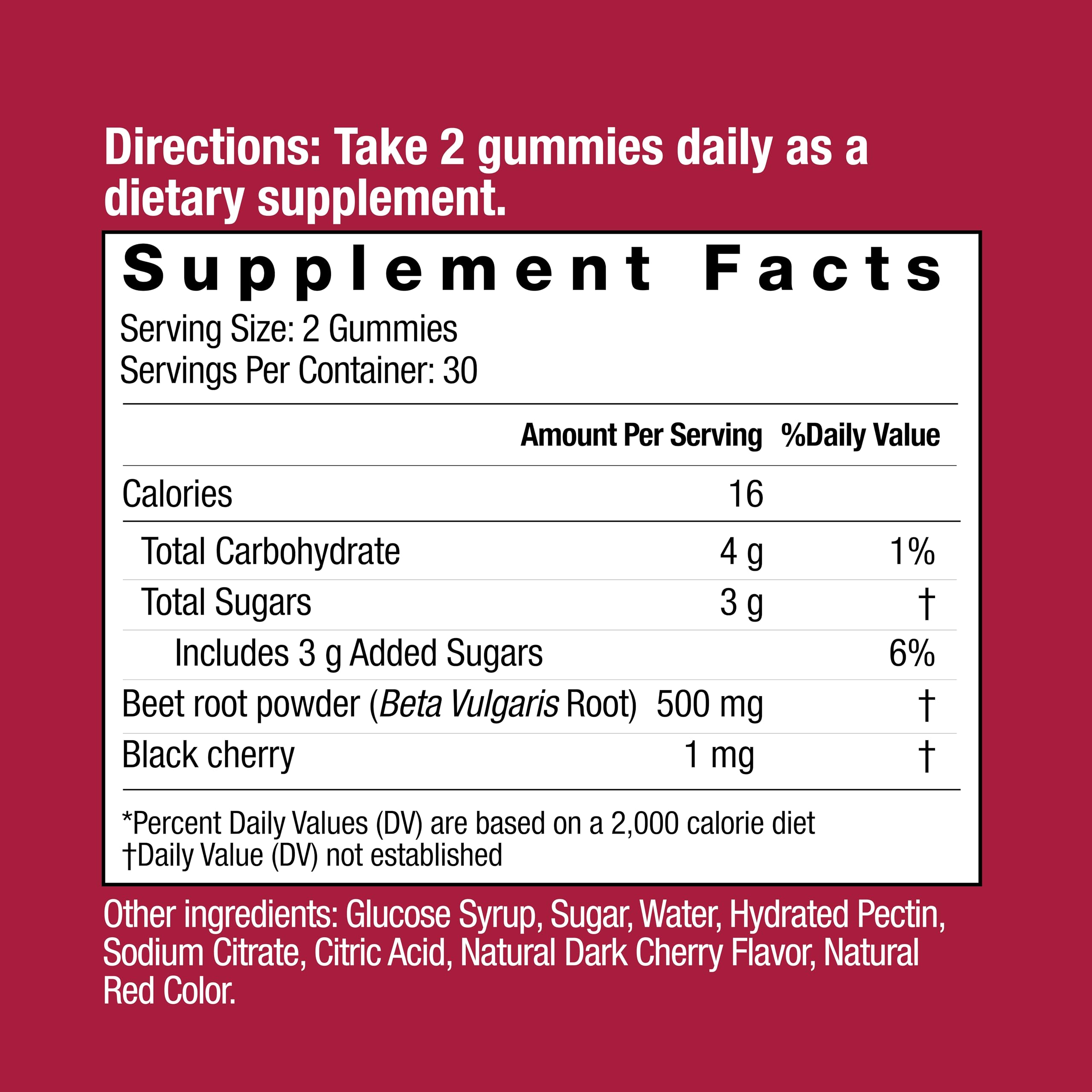 Country Farms nutrition panel shows beet-derived nitrates per serving.