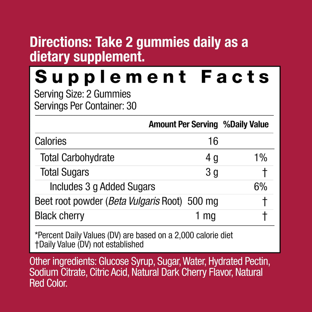 Country Farms nutrition panel shows beet-derived nitrates per serving.