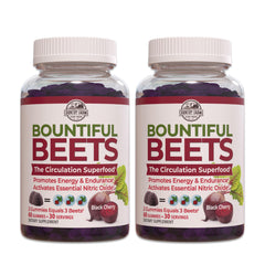 Country Farms Bountiful Beets Gummies two-pack display for daily energy support.