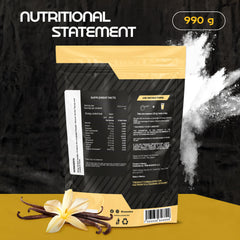 COURA Protein Performance 990g label close-up highlights protein and gluten-free formula.