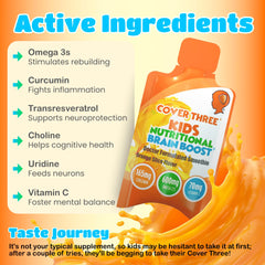 Cover Three Doctor Formulated Kids supplement, crafted for easy-to-take focus support.