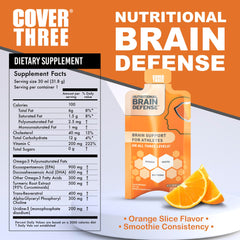 Cover Three omega3 bottle highlighting curcumin and uridine for performance