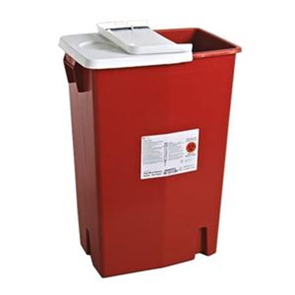 Covidien Ken 8998PG2 sharps container with gasketed hinged lid for secure disposal