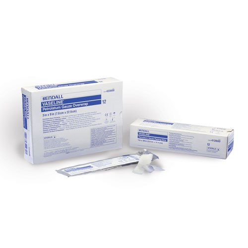 Covidien sterile petrolatum gauze dressing 3x9 inches, non-adherent and flexible, in foil pack