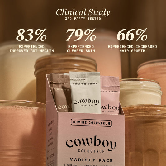 Cowboy Colostrum grass-fed powder chocolate pour ready to mix