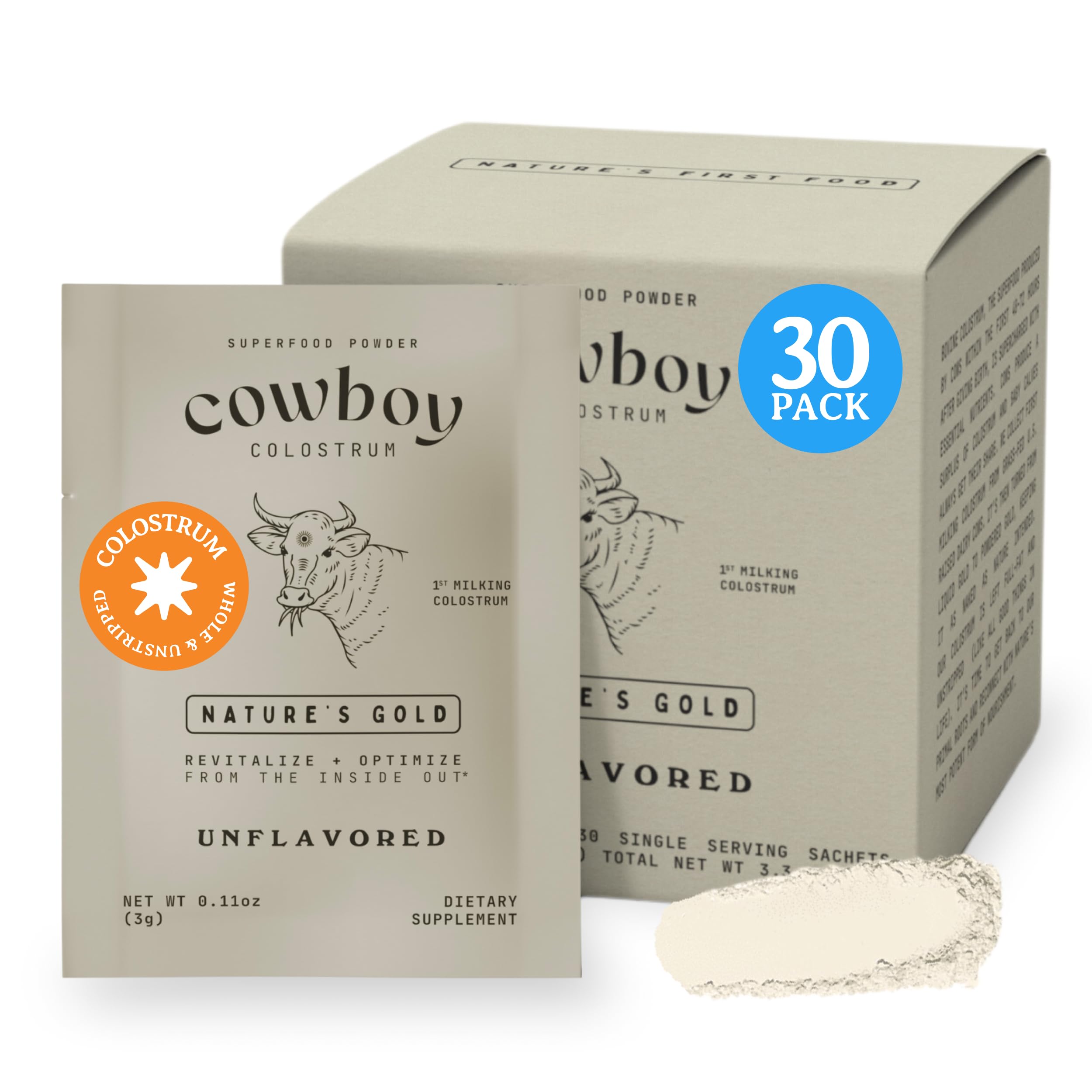 Cowboy Colostrum travel-pack collection for on-the-go support.