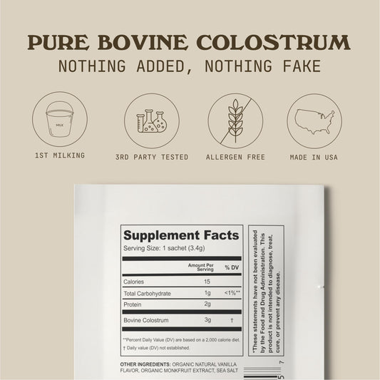 Cowboy Colostrum travel pack single-serving packet designed for on-the-go nutrition