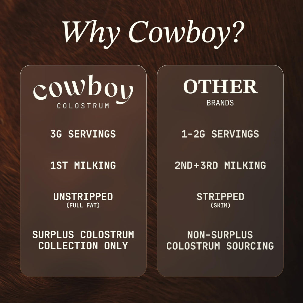 Cowboy Colostrum vanilla travel pack by a morning run for recovery after activity