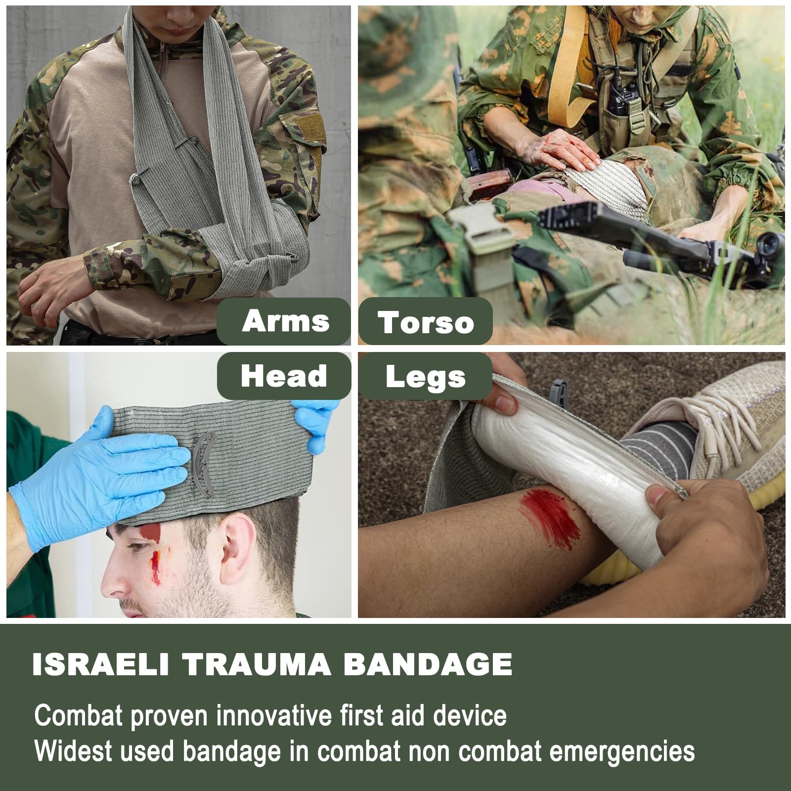 Cozii bandage applied to arm illustrating field-ready use