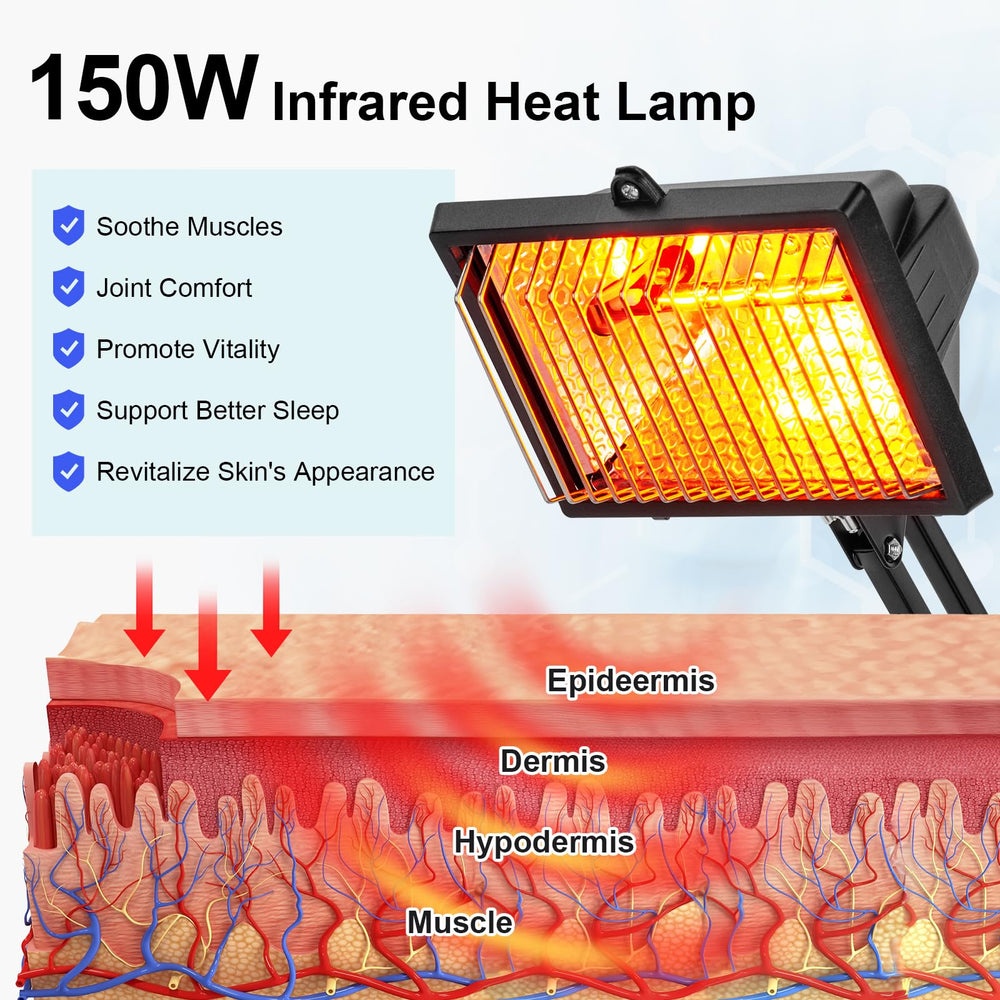 Cozion infrared lamp adjustable neck enables precise targeting of treated areas.