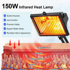 Cozion infrared lamp adjustable neck enables precise targeting of treated areas.