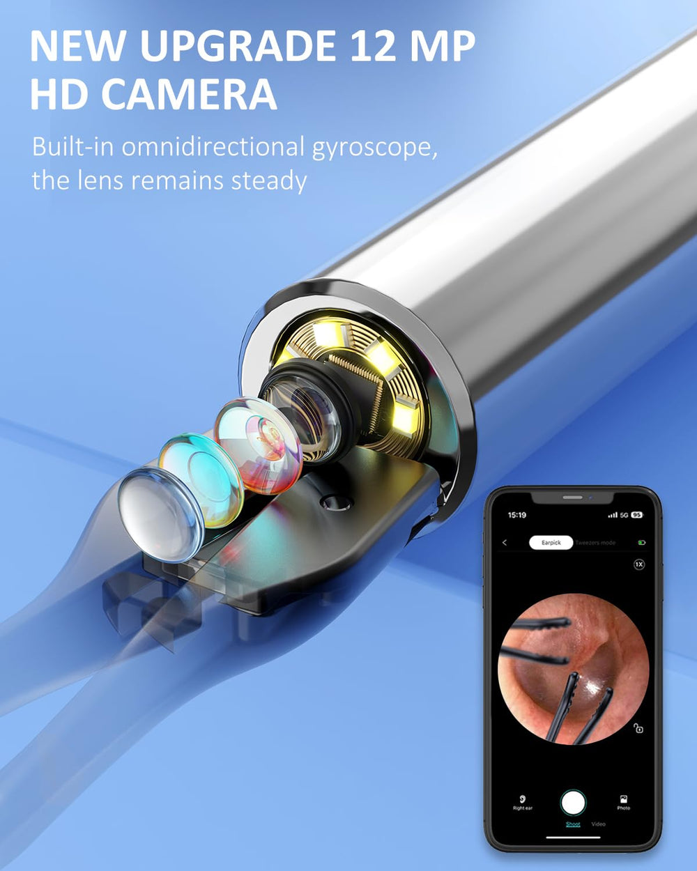 CozyZen S5 Pro LED lights illuminate the ear for precision.