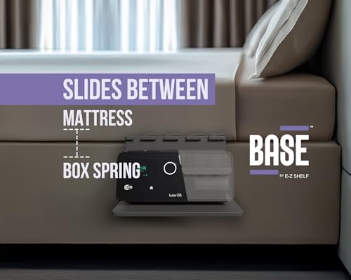 CPAP E-Z Shelf easy-assembly shown beside the nightstand.
