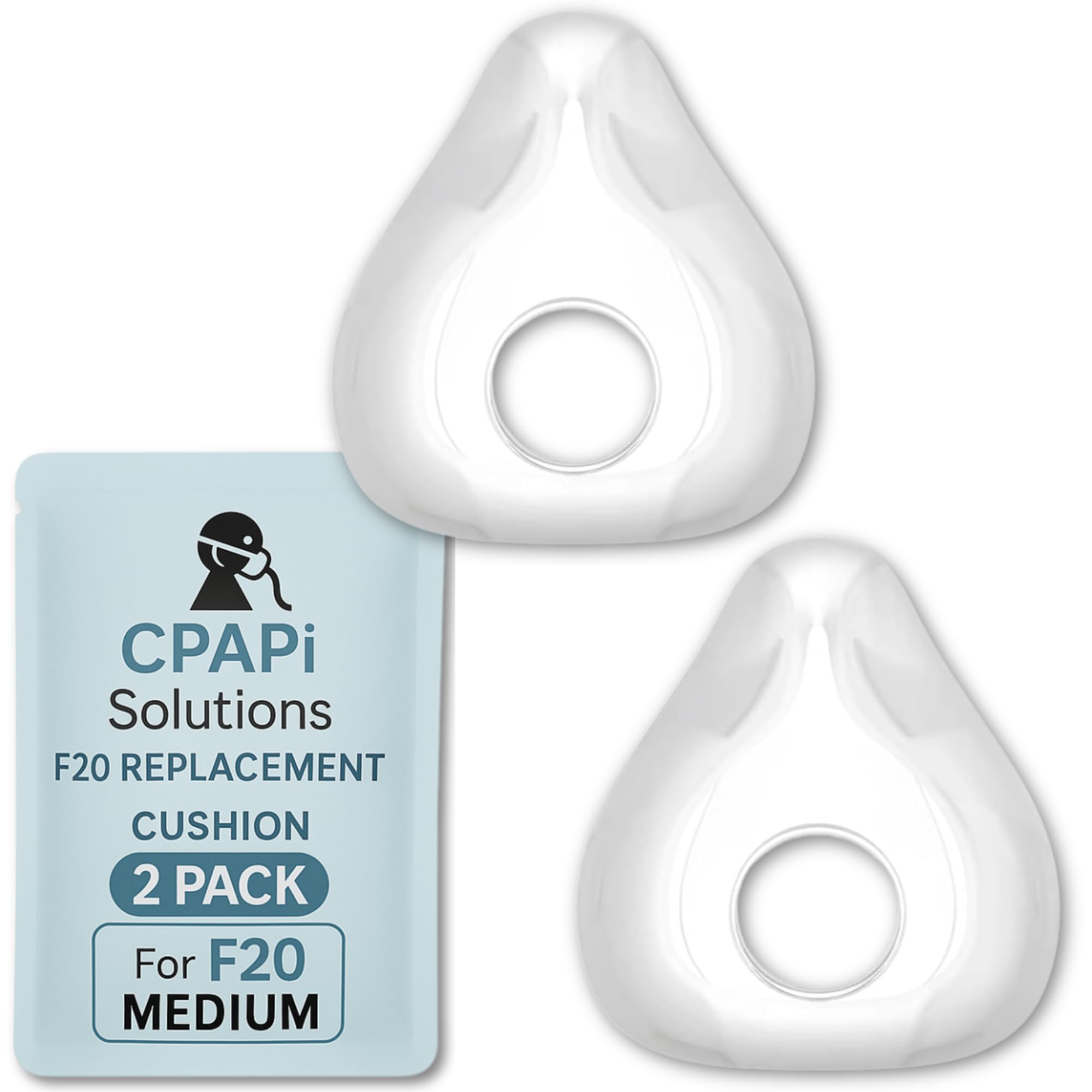 CPAPi Solutions F20 cushion for AirFit/AirTouch with soft silicone seal for secure, comfortable fit.