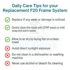 CPAPi Solutions F20 magnetic clips enable fast nightly attachment.