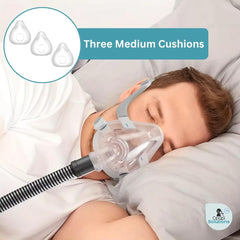 CPAPi Solutions F20 ergonomic cushion hugging the face for comfort.