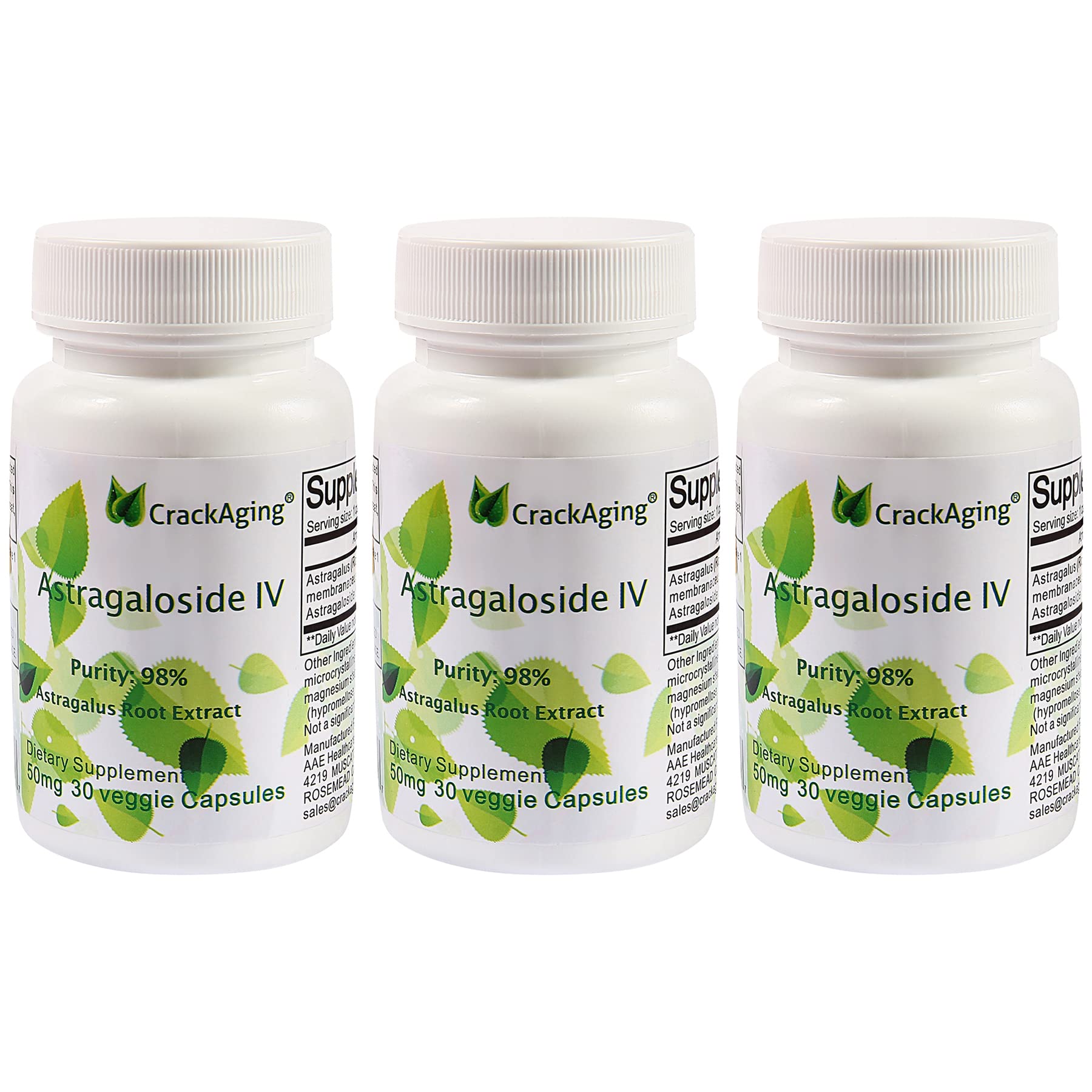 Crackaging Astragaloside IV bottle front view showing premium immune support potential.