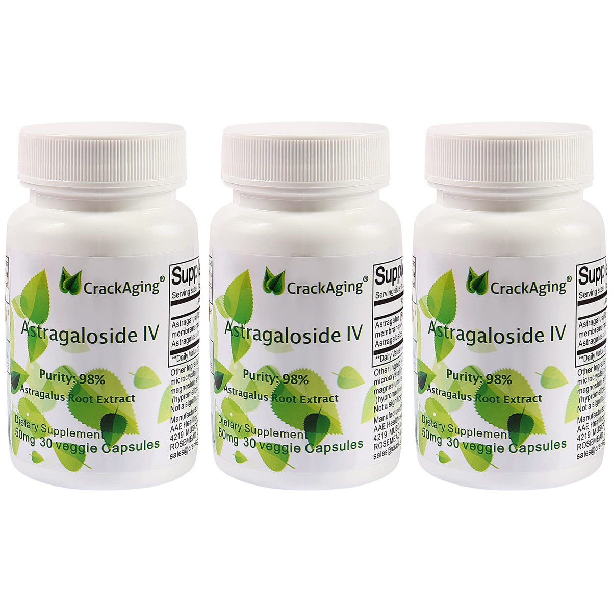 Crackaging Astragaloside IV bottle front view showing premium immune support potential.