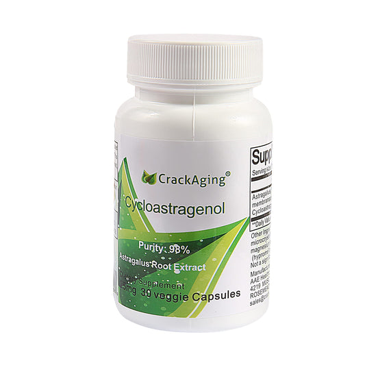 Crackaging Cycloastragenol bottle shows 98% purity for potential immune support