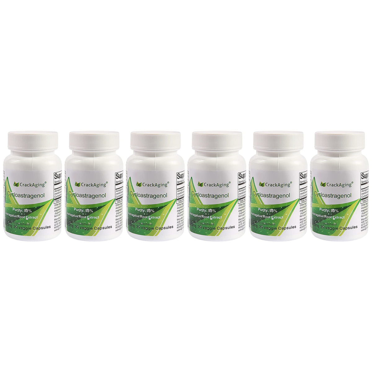 Crackaging Cycloastragenol 98% capsules in bottle pour for daily energy support.