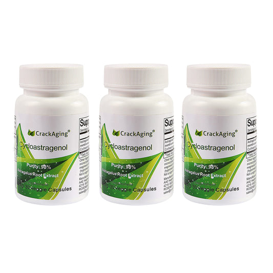 Crackaging Cycloastragenol bottle front with high purity for daily use.