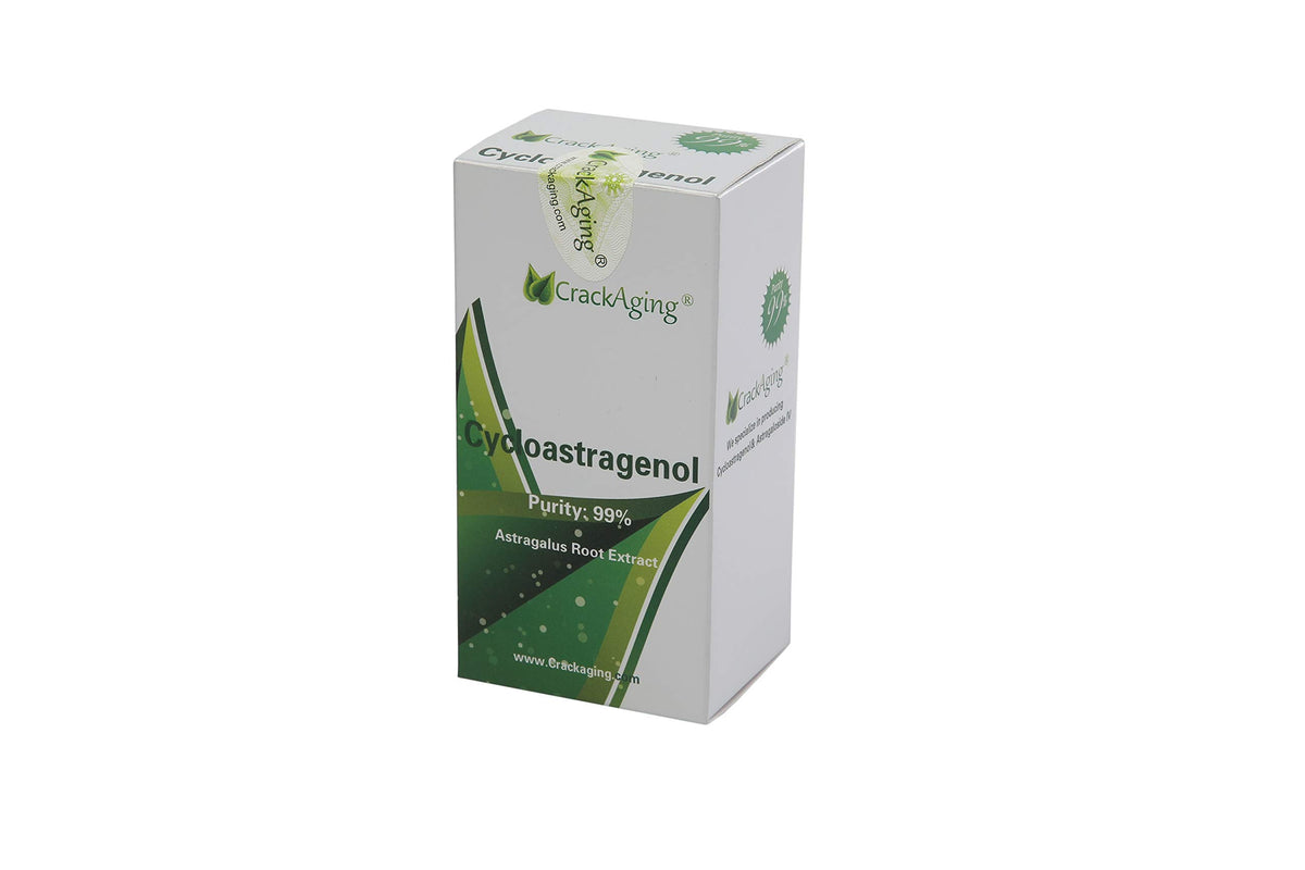 Crackaging Cycloastragenol capsules close-up highlighting purity and quality.