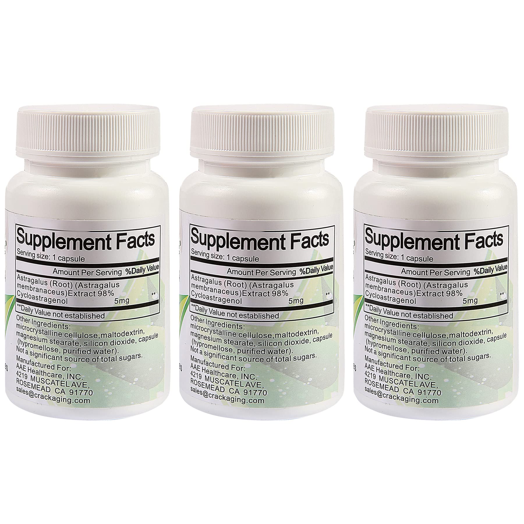 Crackaging Cycloastragenol capsules sealed for easy daily dosing.