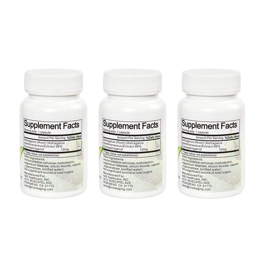 Crackaging Cycloastragenol pills close-up highlighting high purity and capsule quality.