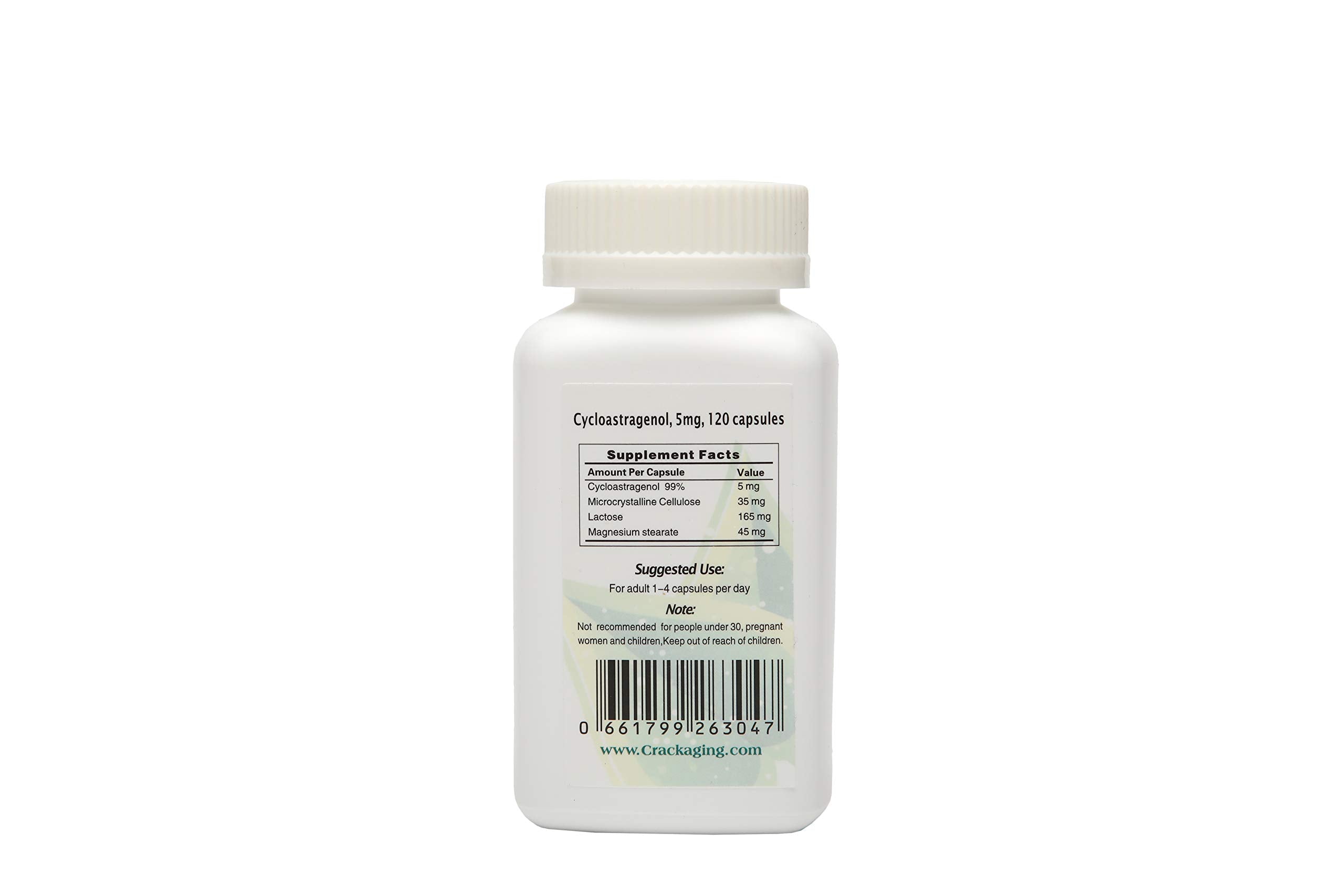 Crackaging Cycloastragenol packaging with lab report indicating third-party testing.