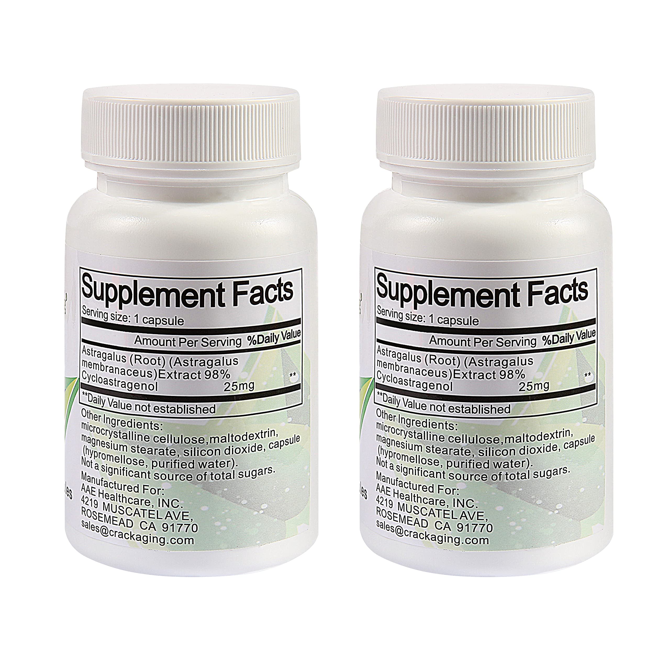 Crackaging Cycloastragenol veggie capsules packaging shows natural ingredients