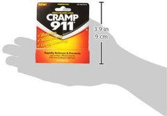 Cramp 911 packaging closeup highlighting compact design for travel.