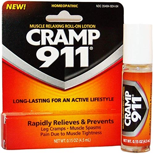 Cramp 911 roll-on lotion bottle for quick muscle relief.