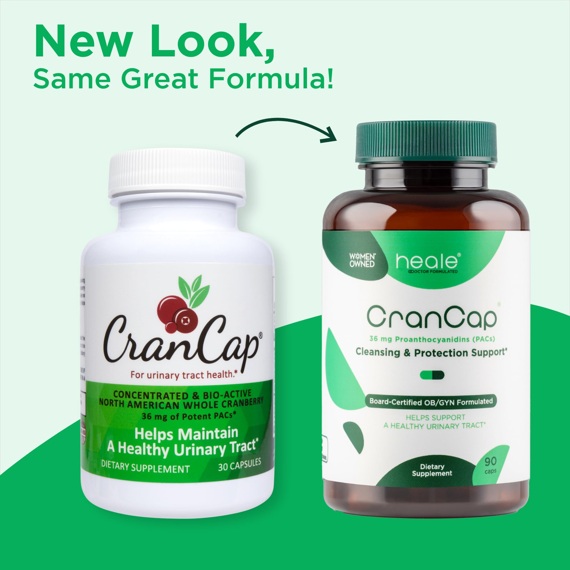 CranCap Bottle label highlights USA-sourced, non-GMO, vegan and gluten-free formula