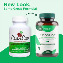 CranCap Bottle label highlights USA-sourced, non-GMO, vegan and gluten-free formula