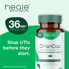 Close-up of CranCap capsules highlighting the PAC-dosed formula for potential support.