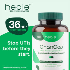CranCap Cranberry Pills bottle side highlights daily capsule for urinary health