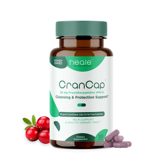 CranCap cranberry pills bottle ready for your daily urinary wellness routine.