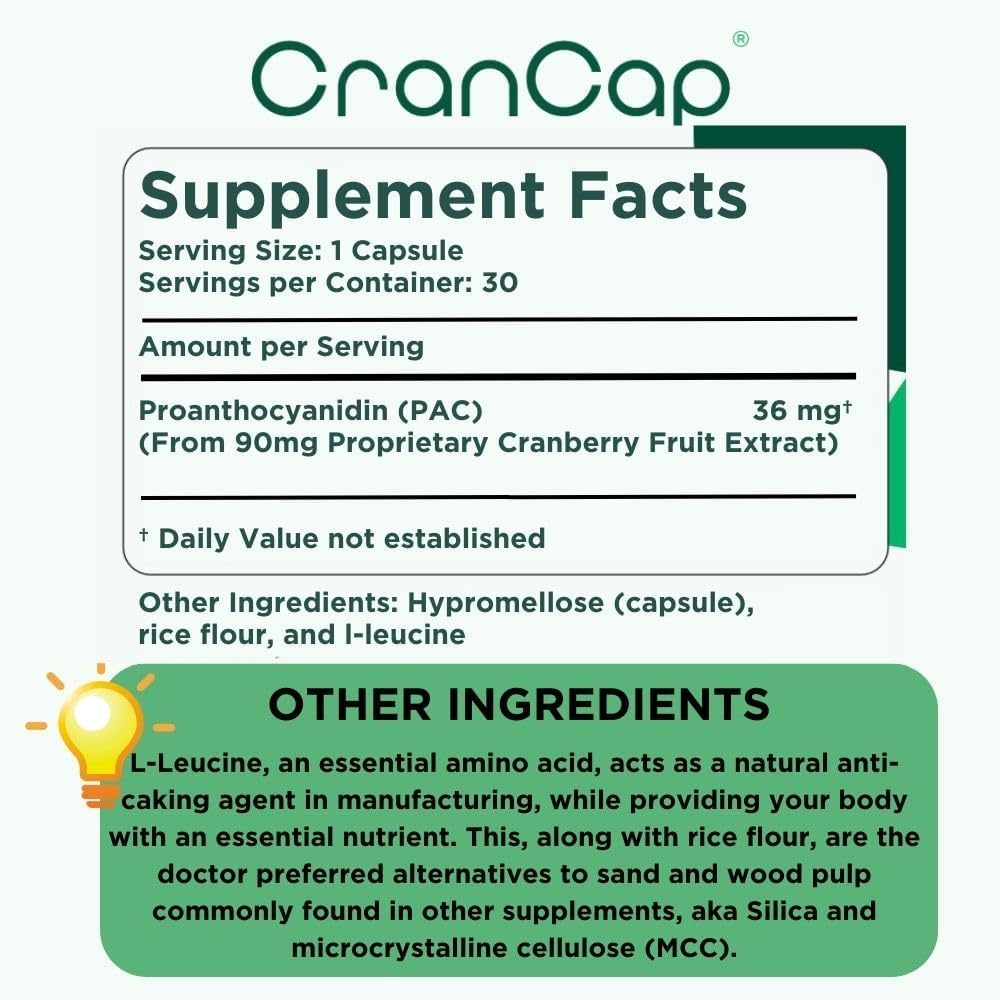 CranCap vegan gluten-free badge signals inclusive, plant-based capsules.