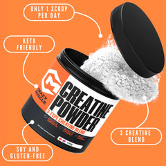 Crazy Muscle creatine monohydrate powder scoop for precise, convenient servings.