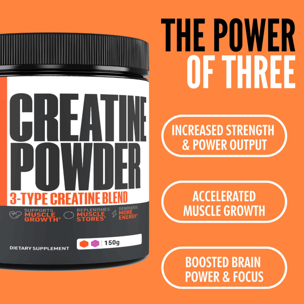 Crazy Muscle creatine powder bottle pour showcases easy post workout mixing.