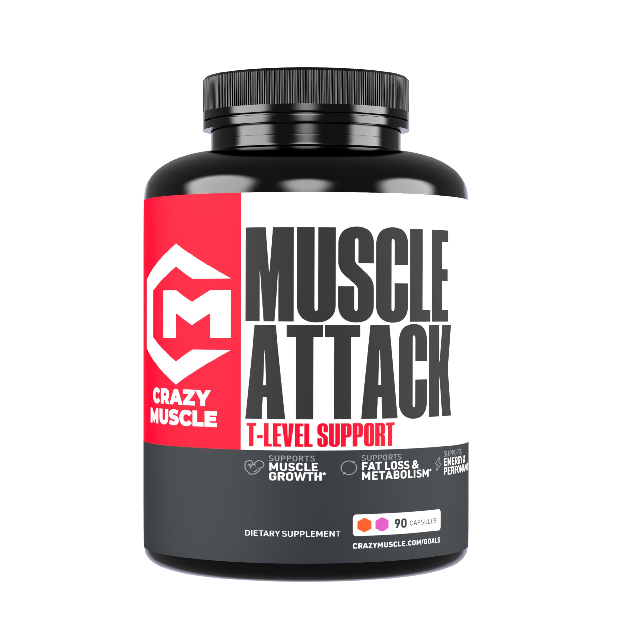 Crazy Muscle testosterone booster bottle front view for daily support.