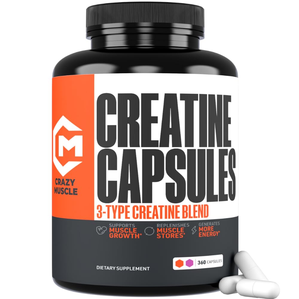Crazy Muscle Three-Atine bottle front showing label, ideal for daily training support.