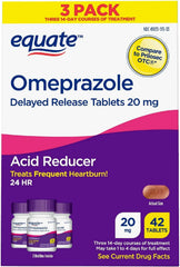 Label on Create and Bundle Equate Omeprazole 42-count bottle with dosage information.