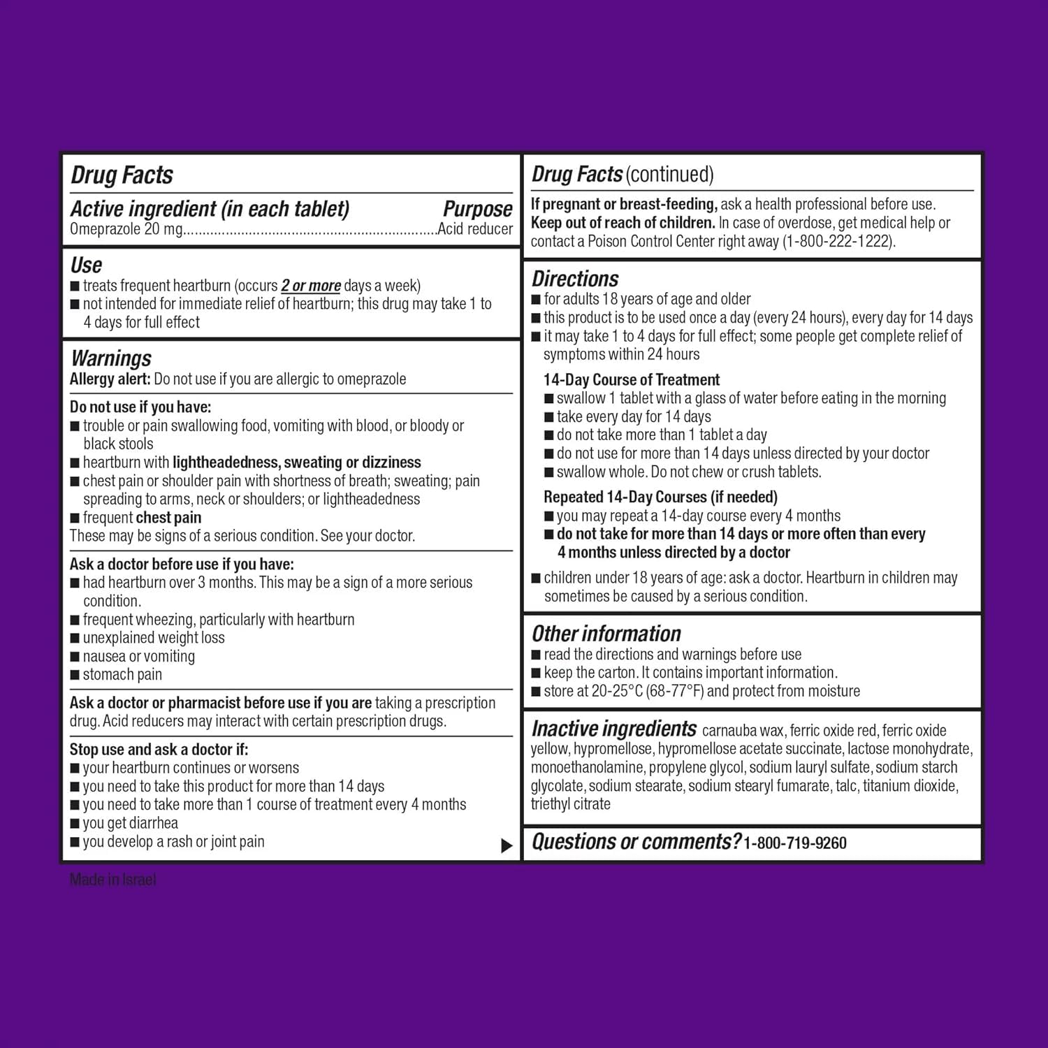 Sticker included with Create and Bundle Equate Omeprazole packaging.