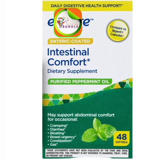 Create and Bundle peppermint oil softgels label showcase, enteric coating for targeted gut release.