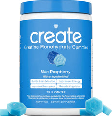 Create Creatine Monohydrate Gummies bottle shot for convenient daily use during workouts.