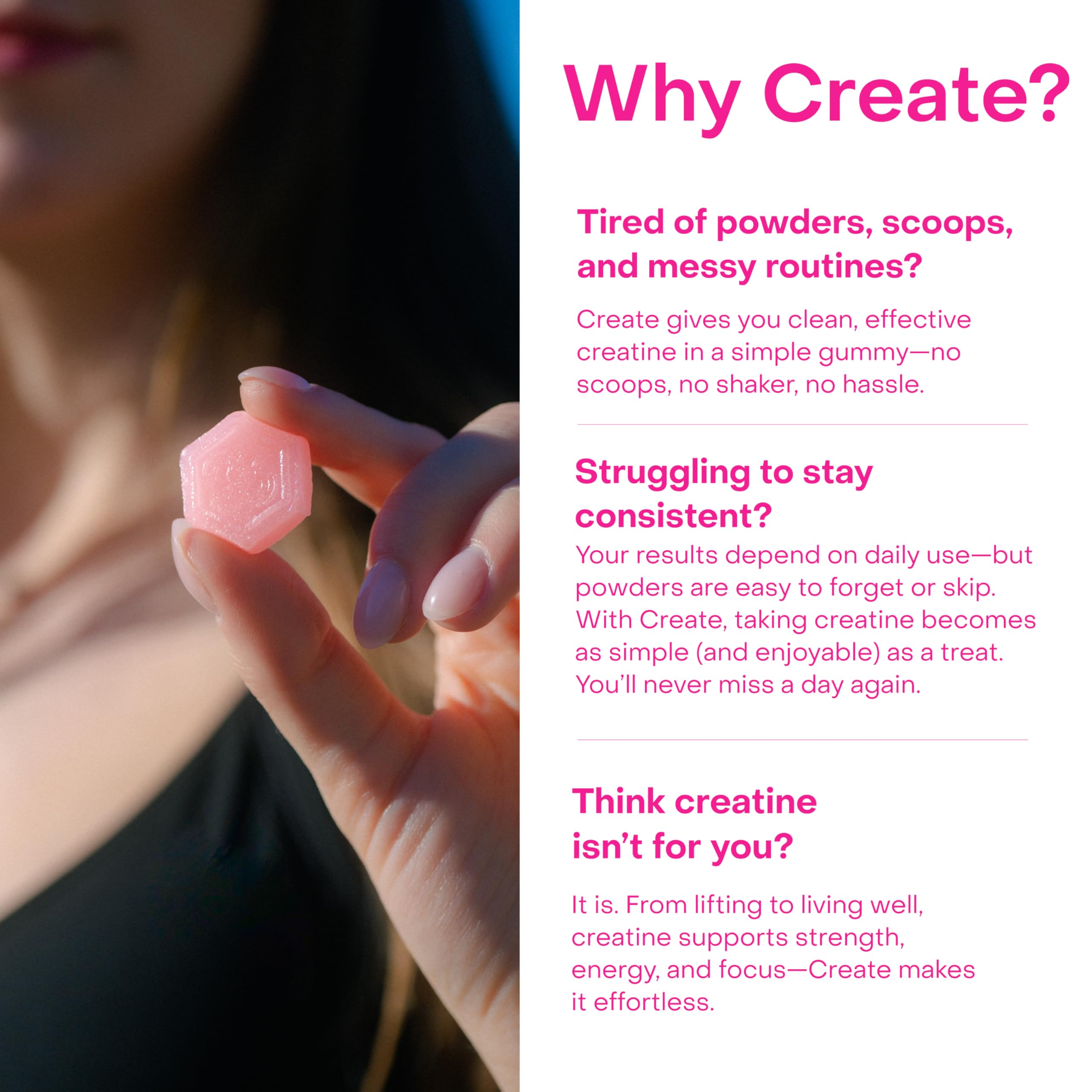 Create Creatine Gummies in workout setting, supports focused training.