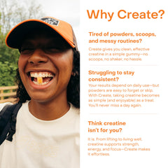 Creapure quality stamp on Create gummies for pure creatine monohydrate