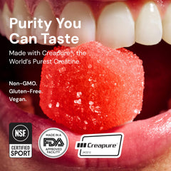 Sour cherry flavor vegan gluten-free formulation of Create gummies.