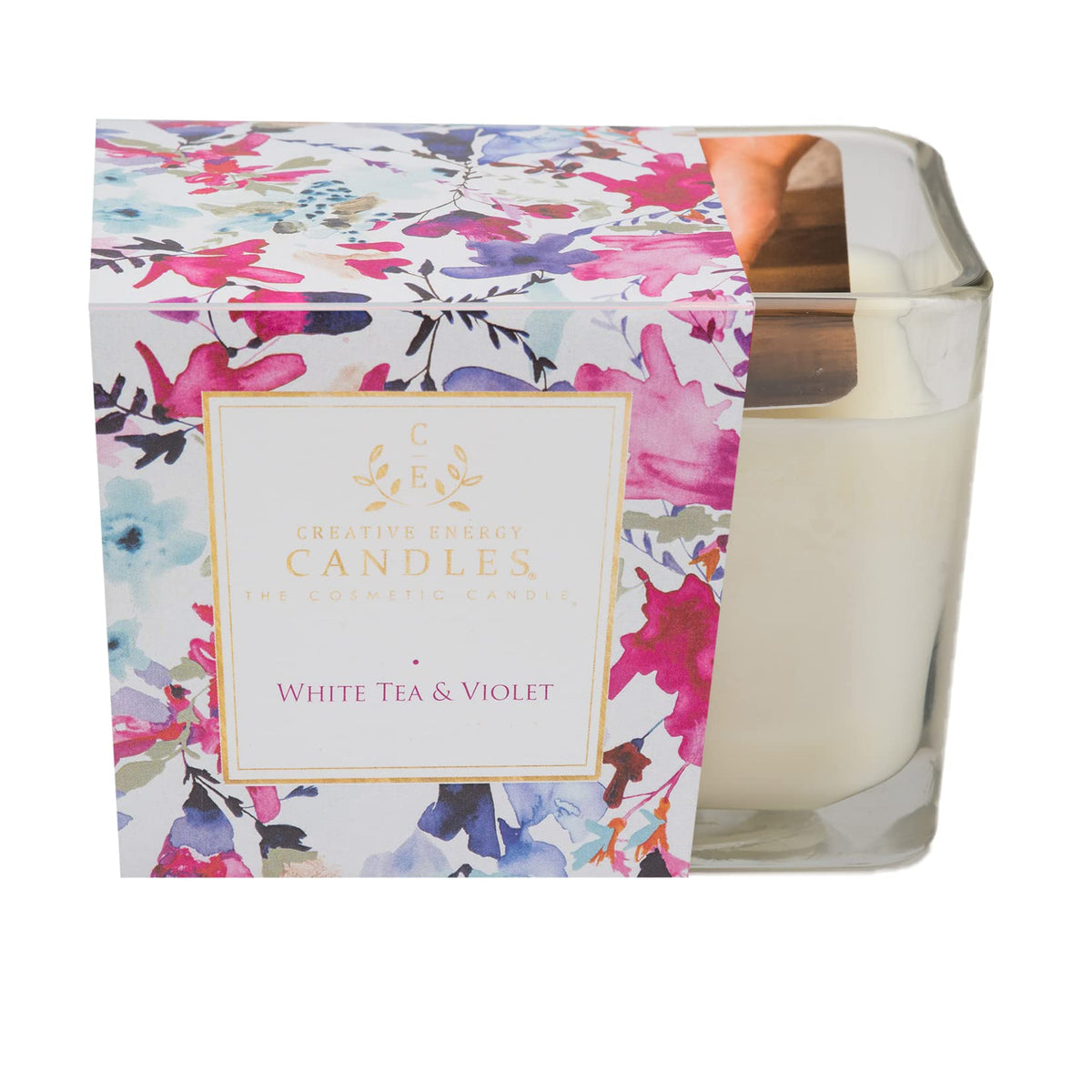 Creative Energy Candles lotion candle in white tea violet, ideal for a soothing massage